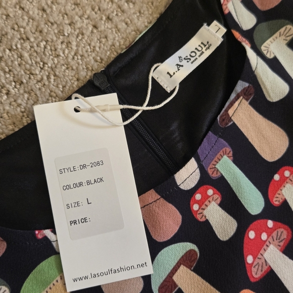 NWT LA Soul Mushroom Print Tie Back Dress Size L - Picture 6 of 12
